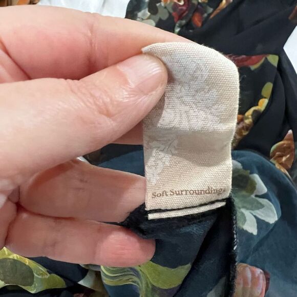 Soft Surroundings Anais Black Floral Long Sleeve Maxi Dress - Picture 14 of 15